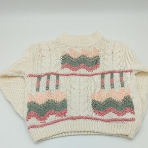VTG Margules Cowl Neck Knit Sweater Women's Large 80s chunky cozy core abstract